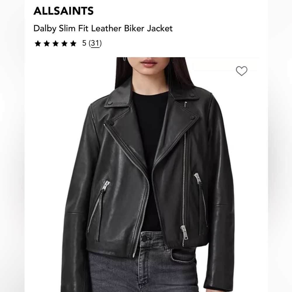 All Saints Charcoal Leather Jacket